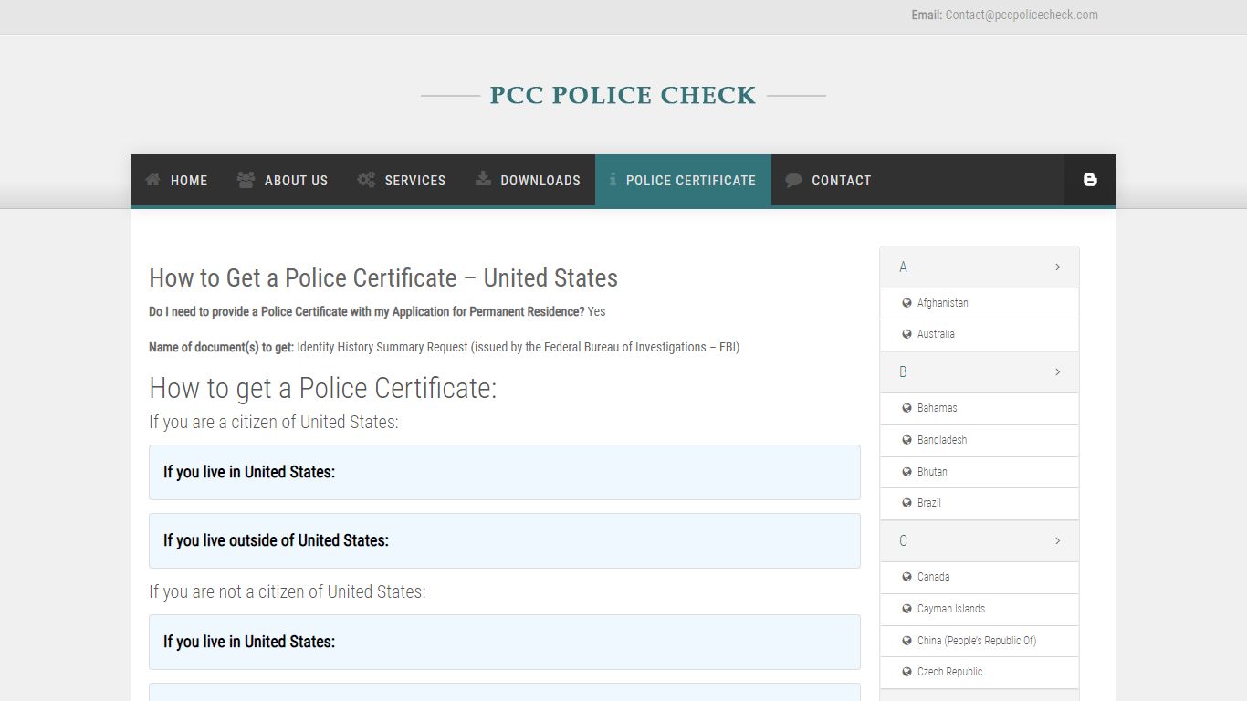 How to Get a Police Certificate – United States - PCC POLICE CHECK